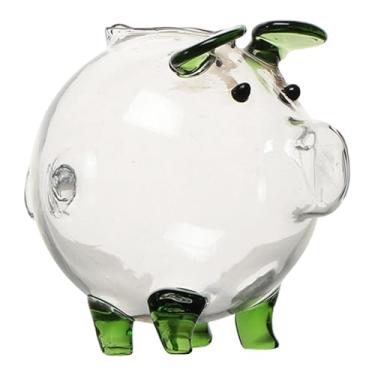 Imagem de Ｂｅｓｇａ Cofrinho de Porquinho de Vidro, Caixa de Economia Colecionável, Organizador de Mesa para Sala de Estar, Natal, Aniversário Infantil e Festas, Verde 6x7cm