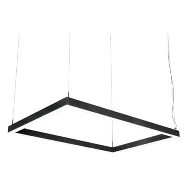 Imagem de Luminária Squadra Perfil 1mx0,50 Led Retângulo Cabo Suspenso Preto 110V Luz Fria