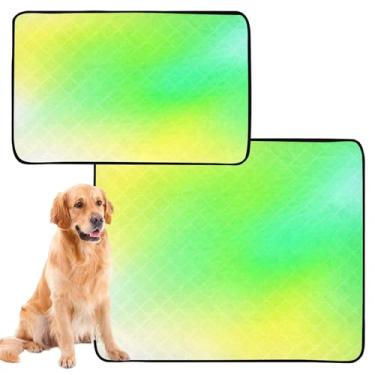 Imagem de CEBUGI Almofadas de xixi laváveis para cães, pacote com 2, almofadas impermeáveis para filhotes de cachorro, antiderrapante, à prova de vazamento, para cama de cercadinho, cama com textura de aquarela