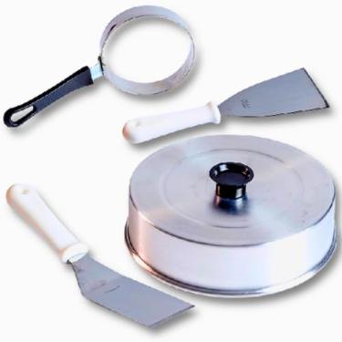 Imagem de Kit Abafador de Hambúrguer Modelador de Ovo Redondo e 2 Espatula para Lanche