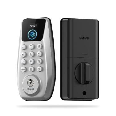 Imagem de DESLOC C110 Fechadura de porta de entrada sem chave com tela (tela inteligente), fechaduras de porta com impressão digital, fechadura de teclado, trava automática, teclas retroiluminadas, modo de