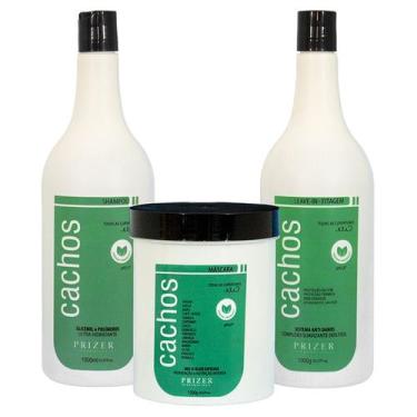 Imagem de Cachos Kit Prizer Shampoo 1L + Máscara 1Kg + Leave in 1Kg - Prizer Cos