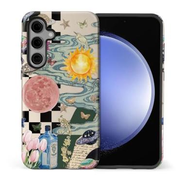 Imagem de MQJCYB Capa para Samsung Galaxy S25 FE, híbrida, resistente, 2 em 1, de corpo inteiro, resistente, à prova de choque, capa brilhante para Samsung Galaxy S25 FE colagem estética lua e sol