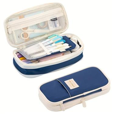 Imagem de Estojo de lápis expansível com grande capacidade zíper e plugue para caneta sacola armazenamento escolar dobrável suprimentos escolares adequado o novo semestre atividades diárias