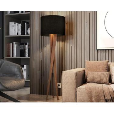 Imagem de Luminária De Chão Classic Moderna Com Pés De Madeira - LCN Moveis, Biv