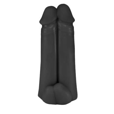 Imagem de Pênis Realístico em PVC Flexível Duplo Amigos 18 x 6cm Preto