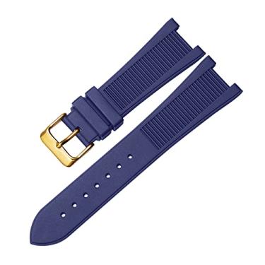 Imagem de TPUOTI Correia de silicone PP Patek Philippe 5711 5712g Nautilus Watch Strap Special Interface 25 mm x 13 mm (azul-dourado)