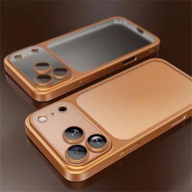 Imagem de Capa rígida de policarbonato transparente fosca com acabamento eletroplaqueado para iPhone 17 Air 16 15 Pro Max (para iPhone 16 Pro/Laranja) para homens e mulheres.