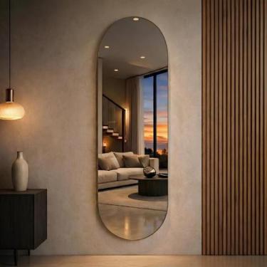Imagem de Espelho de Parede Oval Solis Pinterest 150x40cm Corpo Inteiro com Acab