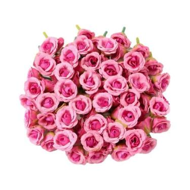 Imagem de 20 Peças De Flores Artificiais Mini Rosa De 2cm Para Decoração De Casa