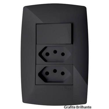 Imagem de Cj Simples + Tomada Dupla 10A 4X2 - Blux Home Grafite