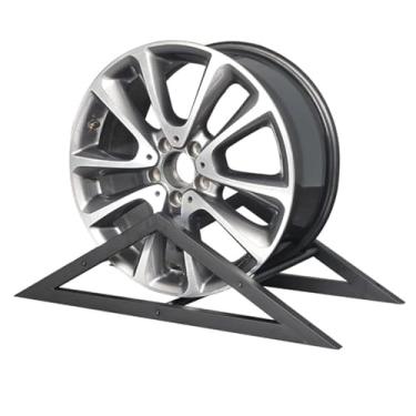 Imagem de Suporte de pneu de armazenamento de pneus de aro hexagonal, suporte de exibição de pneu de parede para garagem armazém concessionárias de carros, base de ferro triangular prateleira de equipamento de