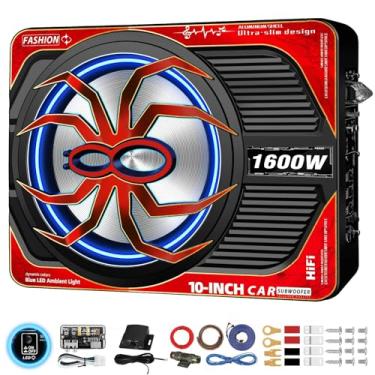 Imagem de TZGBASS Pacote de subwoofer e amplificador para carro sob o assento 2026 atualizado de 1600 W com interruptor RGB, controle individual para baixo passe/ganho/boost bass, graves profundos limpos