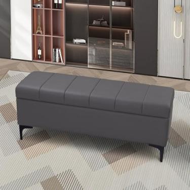 Imagem de Banco de cama moderno para quarto com armazenamento, bancos de entrada com almofada, banco de armazenamento de sala de estar, banco de sapato de porta frontal com armazenamento, banco de assento de
