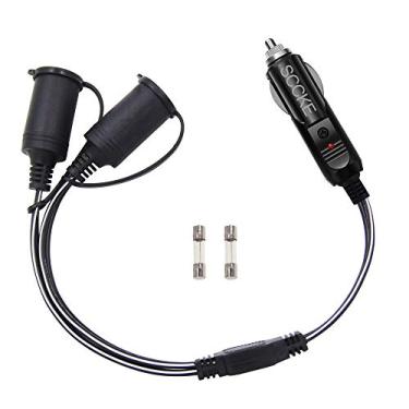 Imagem de SCCKE Divisor bidirecional 14AWG, isqueiro de carro, 1 a 2 isqueiro de carro 12v 24v adaptador de carregador de energia divisor de soquete impermeável bidirecional