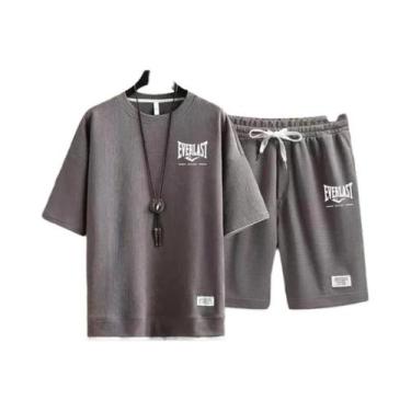 Imagem de Conjunto De Camiseta De Gola Redonda E Calções De Secagem Rápida Para 