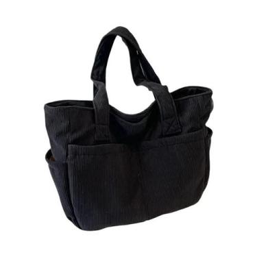 Imagem de Bolsa Tote Feminina De Grande Capacidade Em Corduroy Listrado, Bolsa C