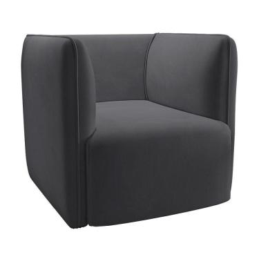 Imagem de Poltrona Laguna Veludo Grafite Pés Plástico Preto - D`rossi