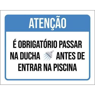 Imagem de Kit 5 Placa Acm Obrigatório Ducha Antes Entrar Piscina 18X23 - Sinaliz