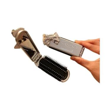 Imagem de Escova De Cabelo Portátil Dobrável Para Meninas Com Espelho De Maquiag
