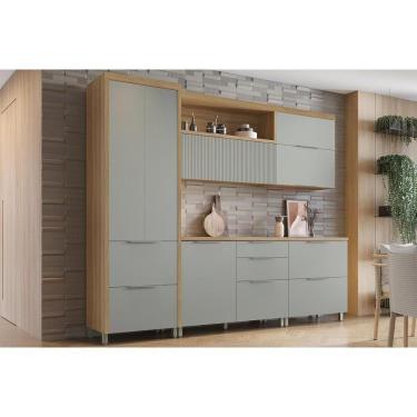 Imagem de Cozinha Modulada Nesher Marquesa 5 Peças (2aéreos+2balcões+1paneleiro) C6p40 Nature-verde-nesher