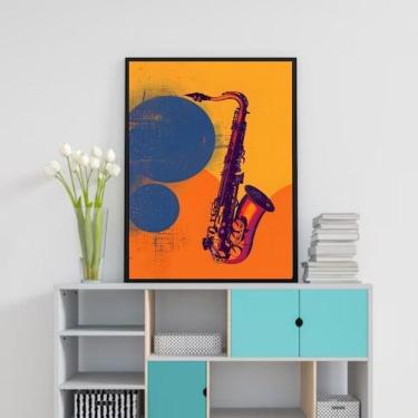 Imagem de Quadro Decorativo Arte Saxofone 24X18Cm - Com Vidro