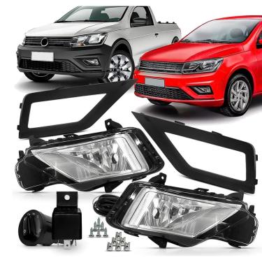 Imagem de Kit Farol Neblina Milha Gol Voyage Saveiro G7 G8 2017 / 2026 Botão Redondo