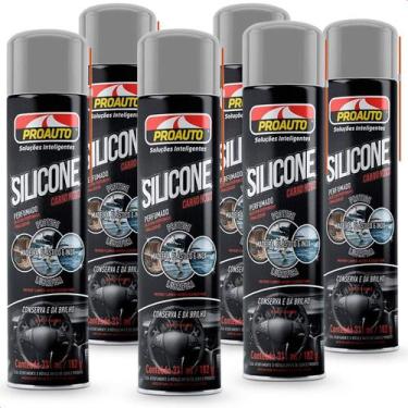 Imagem de Kit 6 Silicones Aerossol Multiuso Perfumado Carro Novo Proauto 321ml