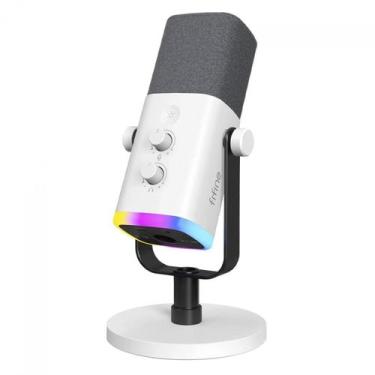 Imagem de Microfone Gamer Fifine AmpliGame AM8W USB XLR RGB Branco