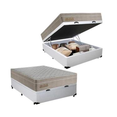 Imagem de Cama Box Baú Casal Sintético + Colchão Molas Ensacadas Ortobom AirTech