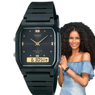 Imagem de Relógio de Pulso Casio Feminino Anadigi Standard Preto Quadrado Alarme
