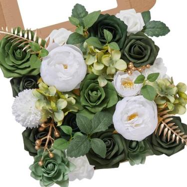 Imagem de Flores artificiais Serwalin Green Silk Roses para decoração