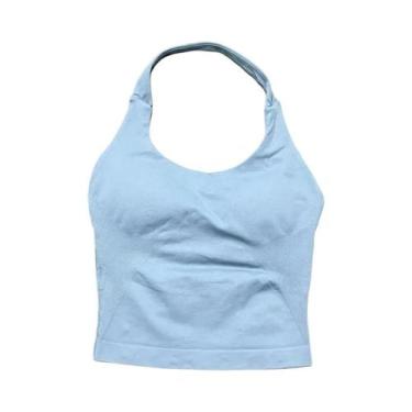Imagem de Top Esportivo Feminino Longline Com Alças, Sem Costura, Franzido, Cost