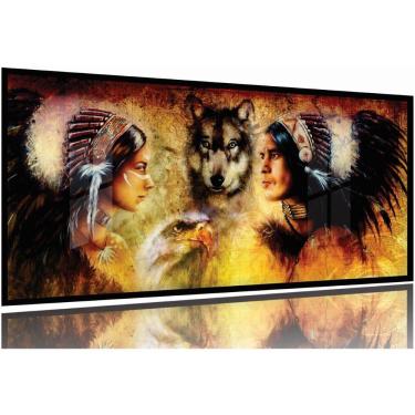 Imagem de Quadro Decorativo Sala Quarto Escritório Animais E Índios 130x60