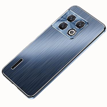 Imagem de Capa para Oneplus 10 Pro, capa híbrida traseira de metal, ajuste fino à prova de choque liga de alumínio escovado traseira com proteção de câmera, azul