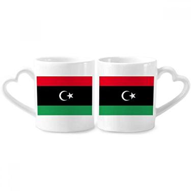 Imagem de Conjunto de canecas de porcelana para casal, bandeira nacional da Líbia e país da África