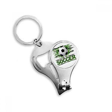 Imagem de Green Soccer Football Sports Nail Nipper Ring Chaveiro Abridor de Garrafas Clipper