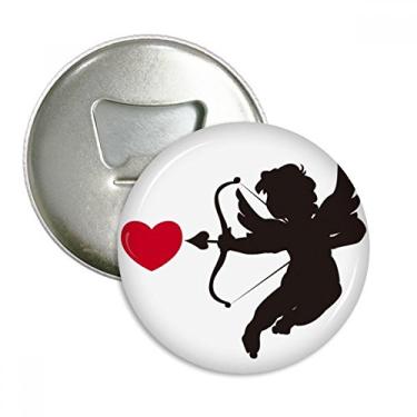 Imagem de Cupid Angel Love Heart Pattern Abridor de garrafas Ímã de geladeira Emblema multifuncional