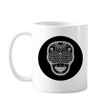 Imagem de Caneca preta branca Mexico Day Of Dead cerâmica xícara de café porcelana louça