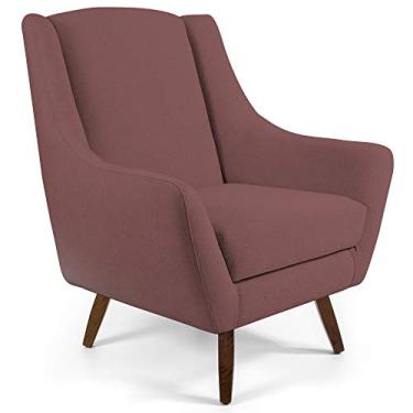 Imagem de Poltrona Decorativa Fixa Pés de Madeira Juliet D02 Veludo Rosê C-305 - Lyam Decor