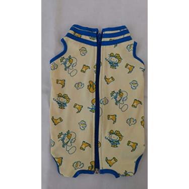 Imagem de ROUPA PÓS CIRÚRGICA E PROTEÇÃO CORPORAL PÓS OPERATÓRIA PARA CADELAS E GATOS TAM:03;COR:AMARELO ESTAMPADO COM AZUL ROYAL