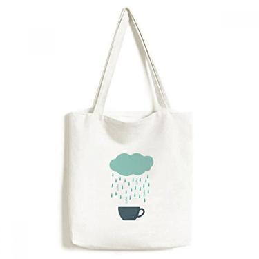 Imagem de Rain Cloud Cup Smile Face Weather Sacola de lona, bolsa de compras, bolsa casual