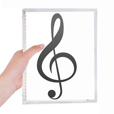 Imagem de Caderno branco com folhas soltas e diários de papelaria recarregável Black Music Treble Clef