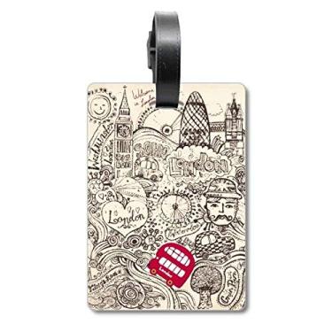 Imagem de British Bus London Eyes Big Ben UK Mala de Bagagem Etiqueta Cartão de Bagagem Scutcheon Etiqueta