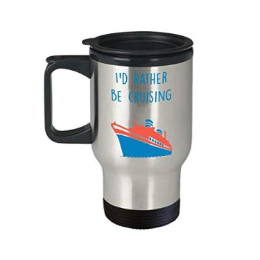 Imagem de Caneca de viagem I'd Rather Be Cruising – Caneca de chá divertido com isolamento de café de cacau quente – ideia de de Natal