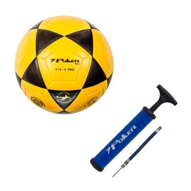 Imagem de KIT Bola de FUTEVOLEI Vulcanizada Amarela + Bomba de Inflar POKER