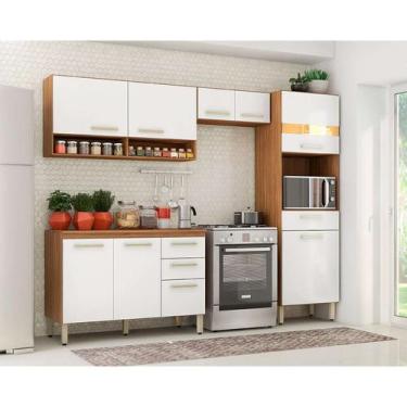 Imagem de Cozinha Compacta Completa 9 Portas 3 Gavetas Dama Nicho Microondas Com