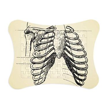 Imagem de Armações de esqueleto humano com nervuras e moldura de quebra-cabeça para decoração de imagens