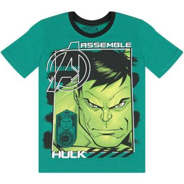 Imagem de Camiseta Infantil Manga Curta Hulk Com Simbolo Avangers Verde- Marvel