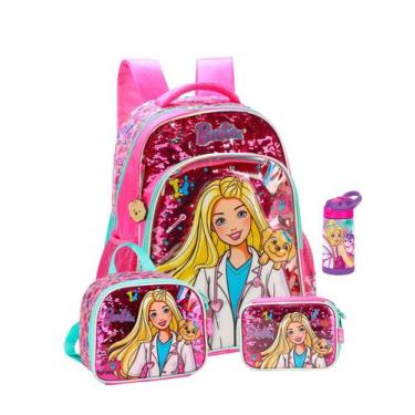 Imagem de Kit Escolar Barbie Luxo Mochila Costas Lancheira Estojo Rs2 - Luxcel
